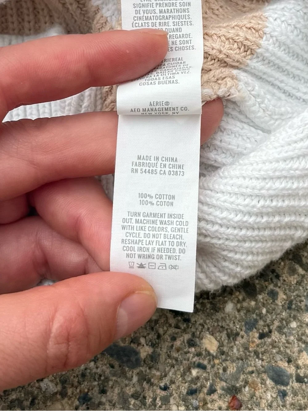 Aerie Striped Quarter-Zip Oversized Sweater in Cream & Tan size XL - Picture 12 of 12
